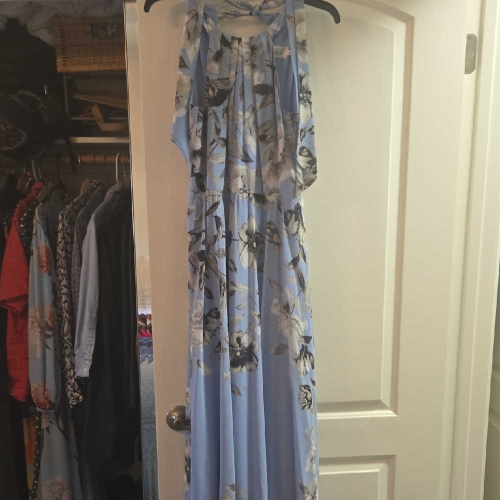 Eliza J Blue Halter Maxi Dress for Weddings